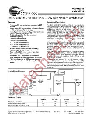 CY7C1371B-100AC datasheet  